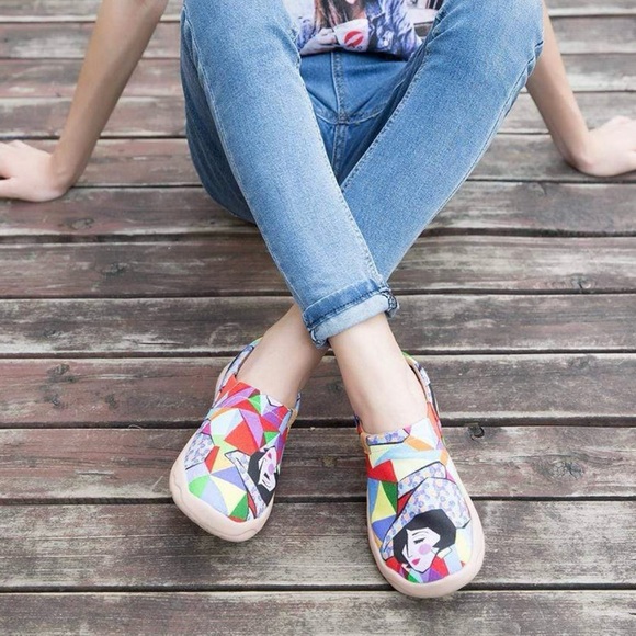 UNI Rainbow Girl Toledo Shoes Size 8.5 Ortholite Slip-On Painted Comfort Artsy - Picture 9 of 11